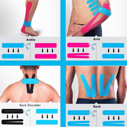 4 Rolls Kinesiology Tape Pro Athletic Sports Tape 80 Precut Strips Sports Waterproof Breathable Latex Free Elastic Sports Tape