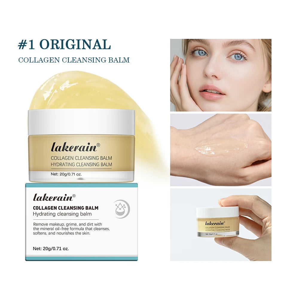 Pro-Collagen Cleansing Balm 3in1 Facial Cleanser For All Skin Types Soften Deep Cleanse Hydrate Makeup Non-greasy Cleansing Balm