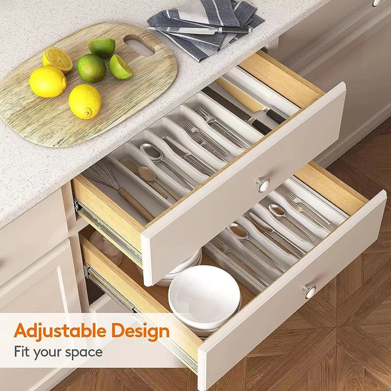 Expandable Utensil Tray Silverware Spoon Organizer Drawer Cover Adjustable Cutlery Tray Drawer Organizer Kitchen