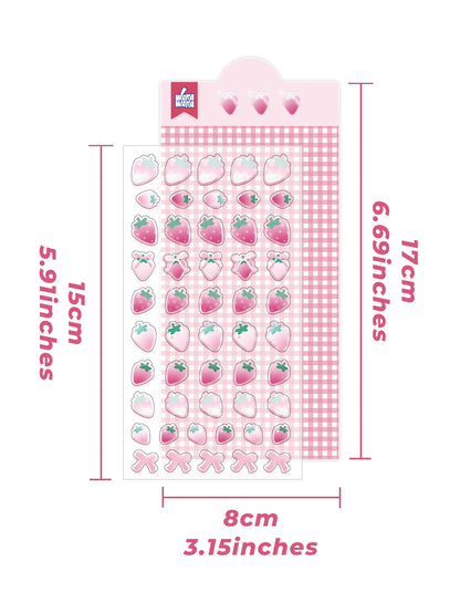 3D Clover Stickers Journal Stickers Strawberry Decorative Stickers for Phone Cases Fireworks DIY Craft Supplies