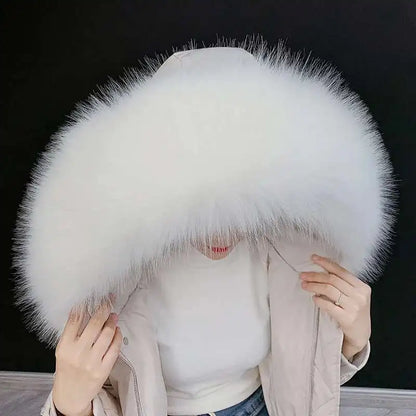 Detachable Faux Fur Collar Extra Large Warm Fake Fur Scarf Wrap Evening Cape For Winter Womens Coat Faux Fur Hood Ttrim Collar