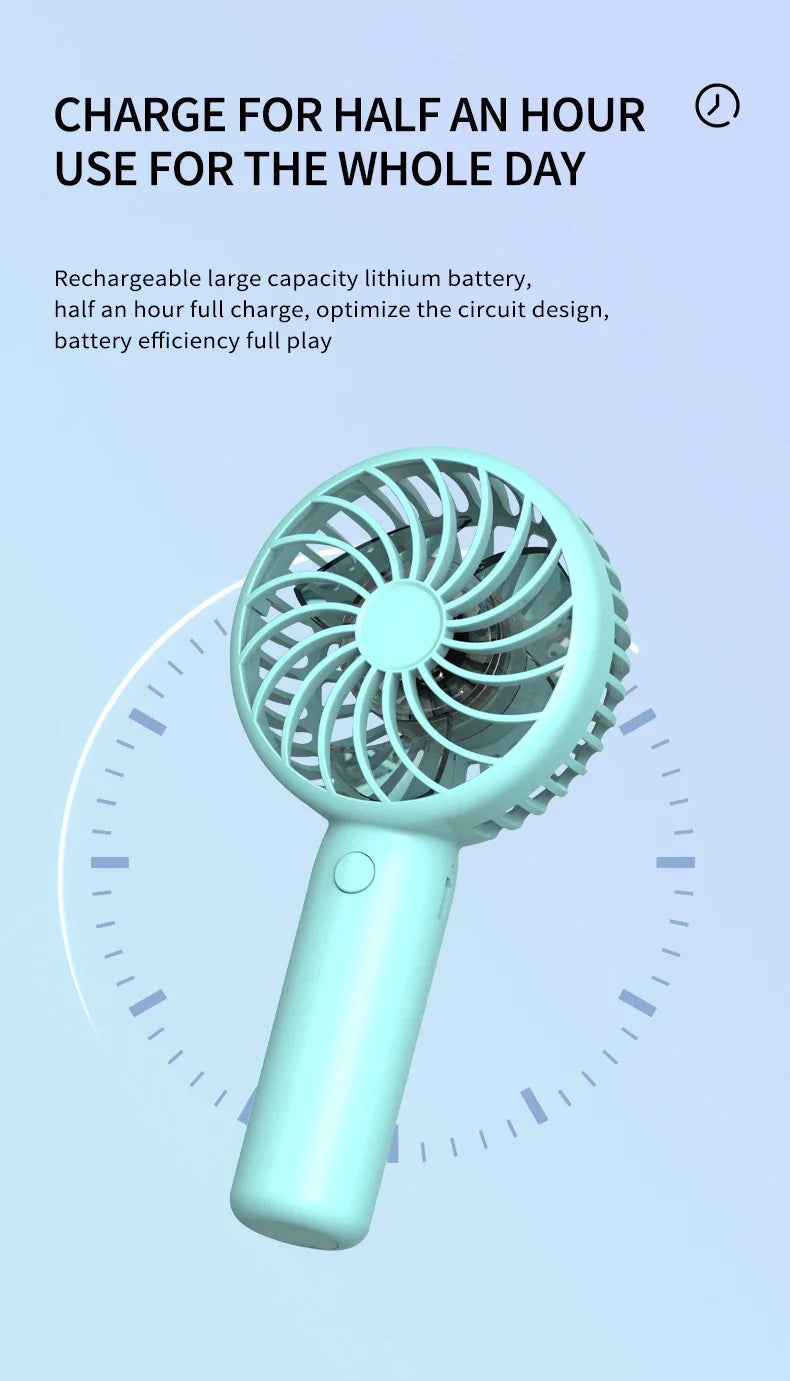 Mini Portable Fans Handheld USB Rechargeable Quiet Handheld Fans Air cooler Outdoor Travel Hand Fan ventilateur portable Fan
