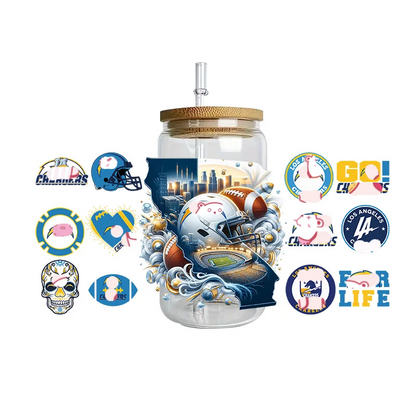 Sports Team Cup Wraps DIY Waterproof Easy To Use Custom Decals UV DTF Transfer Sticker For 16oz Libbey Glasses