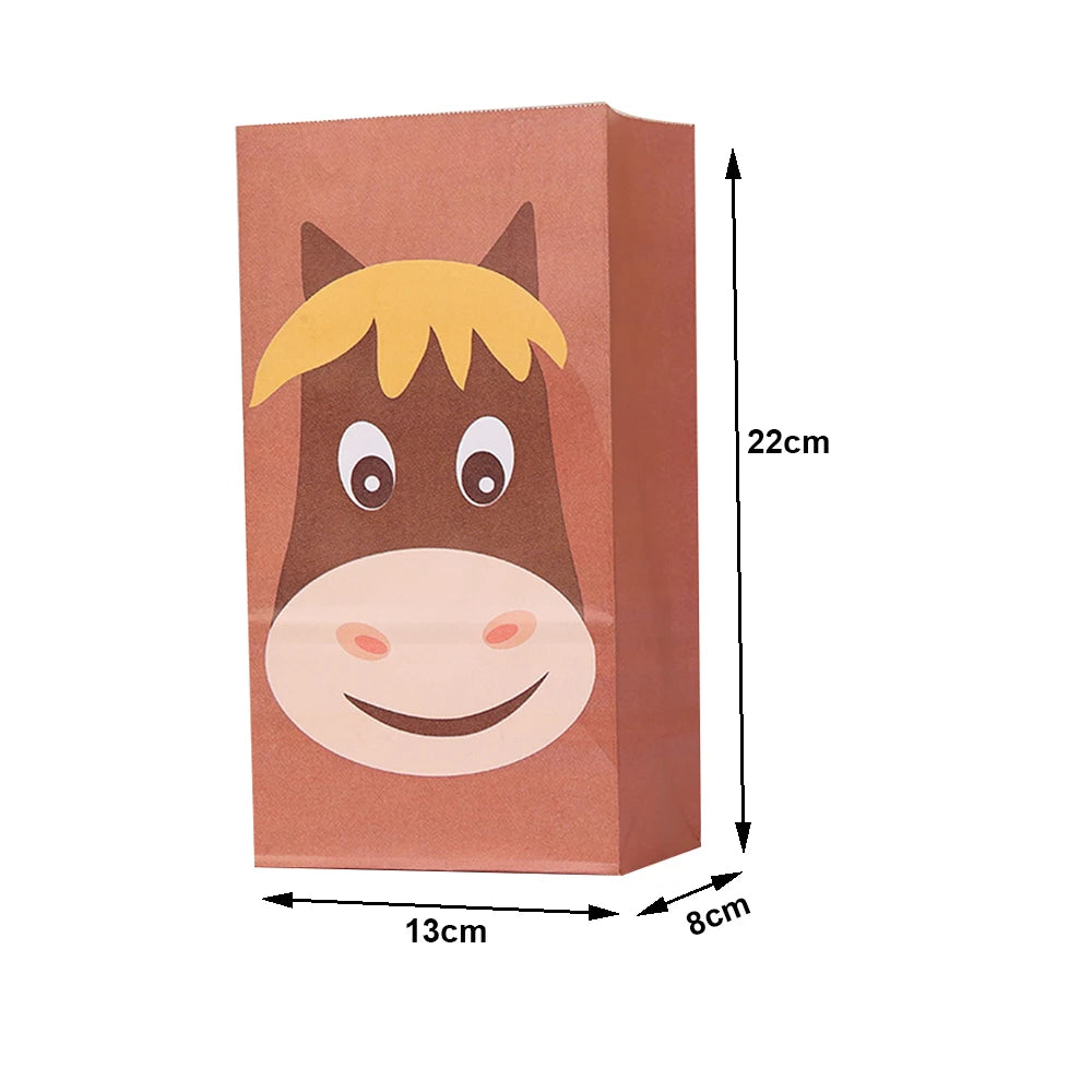 10/20/30pcs Cute Farm Animal Paper Bag Candy Bag Farm Birthday Party Supplies Gift Bag
