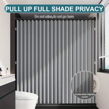 Foldable Magnetic Shower Curtain Waterproof Bath Curtain with 12/14 Hooks Bathroom Curtain Modern  Bathroom Curtain for Bathroom
