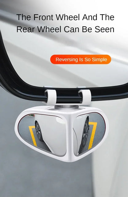 Car Blind Spot Mirror 1 Pair Front Wheel Auxiliary Rearview Double-Sided Mirror Wide Angle Mirror 360 Degree Adjustable for Cars
