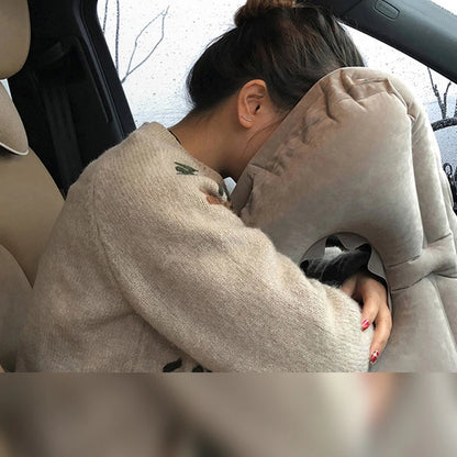 Inflatable Travel Pillow Travel Accessories For Long Haul Flights,Cars,Buses,Trains,Office Napping Sleeping Gray