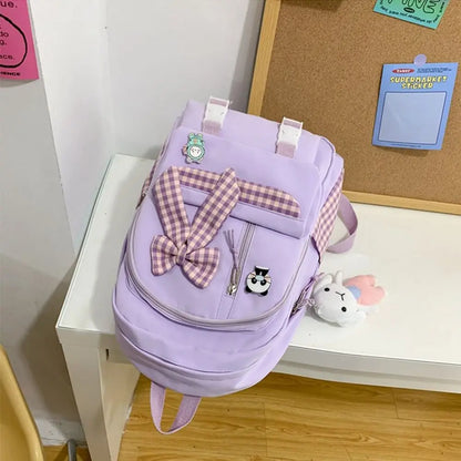 Fashion Bow Backpack Children's School Backpack Large Capacity Nylon School Bags Elementary School Book Bags Outdoor Travel Bag