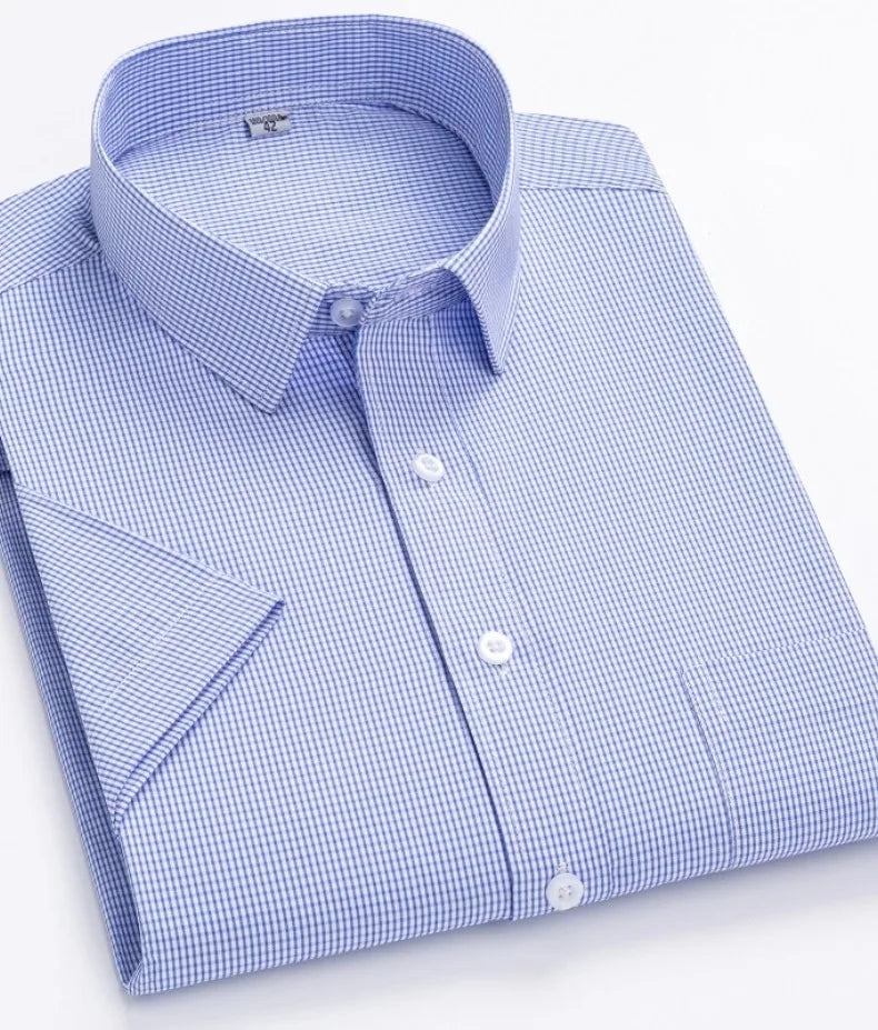 Men's short-sleeved shirt casual non-ironing anti-wrinkle spring summer shirt top high-quality slim-fit formal wear to work