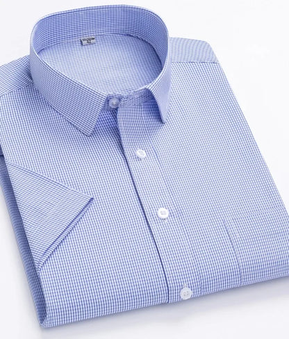 Men's short-sleeved shirt casual non-ironing anti-wrinkle spring summer shirt top high-quality slim-fit formal wear to work