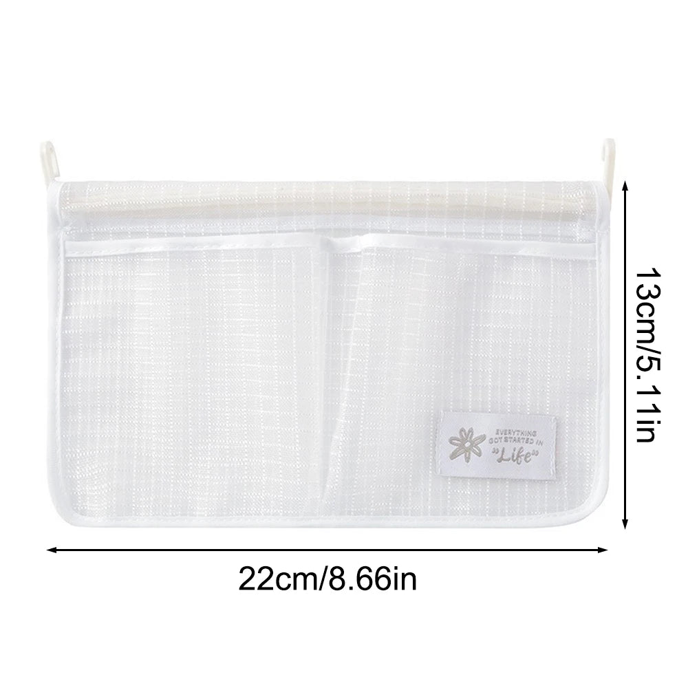 Dual Compartment Fridge Hanging Organizer - Mesh Storage Bags for Fruits/Snacks, No Hook Space Saving Bin with Clear Window