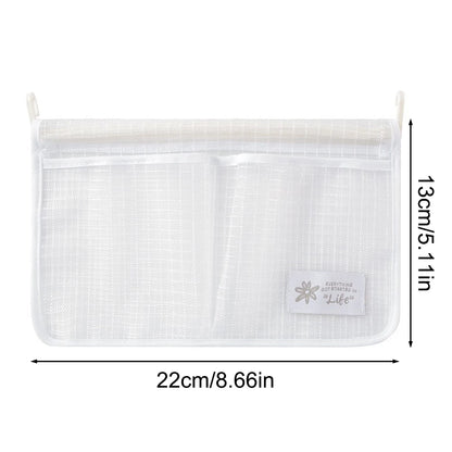 Dual Compartment Fridge Hanging Organizer - Mesh Storage Bags for Fruits/Snacks, No Hook Space Saving Bin with Clear Window