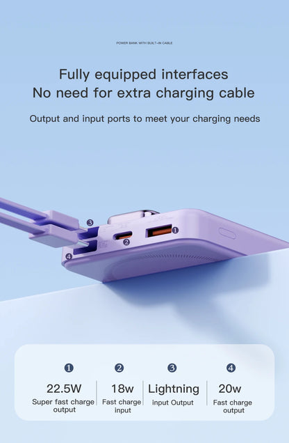 10000mAh Original Powerbank With Cable Magnetic Power Bank Wireless Fast Charger For iPhone Backup Battery For Magsafe with Gift