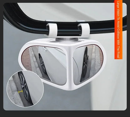 Car Blind Spot Mirror 1 Pair Front Wheel Auxiliary Rearview Double-Sided Mirror Wide Angle Mirror 360 Degree Adjustable for Cars