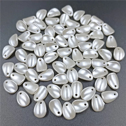20pcs White ABS Pearl Leaf Shaped Loose Beads For DIY Handmade Crafts Hair Jewelry Accessories