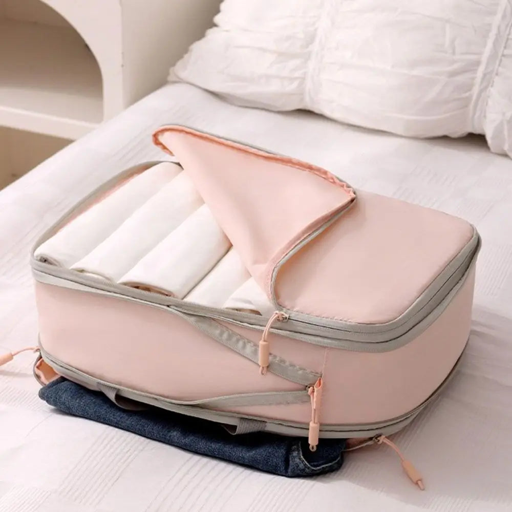 Large Capacity Compression Packing Cube with Carry Handle Waterproof Clothes Storage Bag Dustproof Handheld