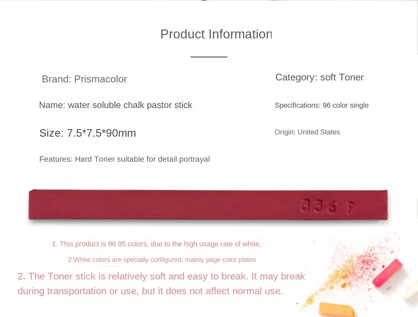 Prismacolor Artist Chalk Stick Professional Pastel Stick Square Chalk Stick 24/96 Colors Coloring Drawing Beginner Art Supplies