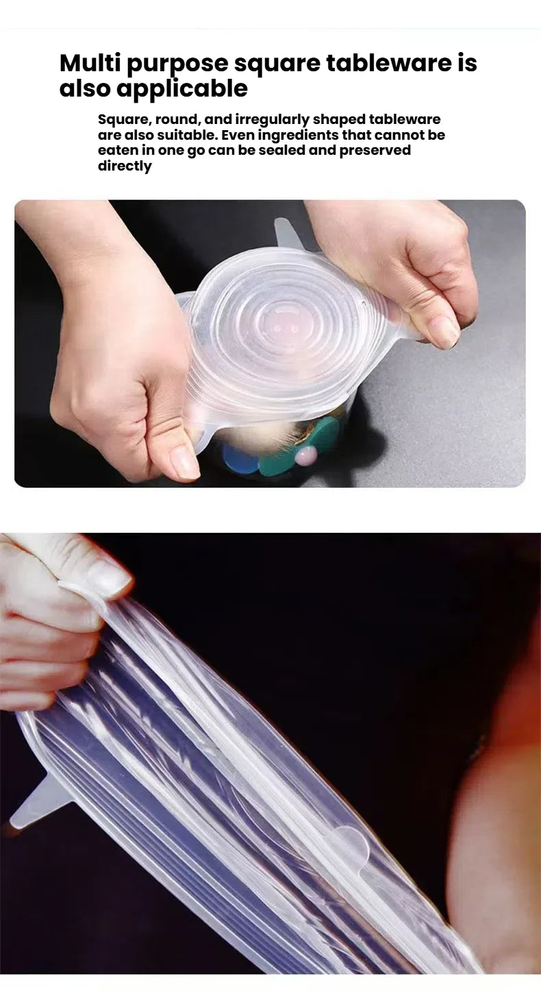 6Pcs Six-Piece Set of Fresh-Keeping Lids, Silicone Sealing Lids, Silicone Crisper Lids, Smiley Face Sealing Lids, Fresh-Keeping Lids