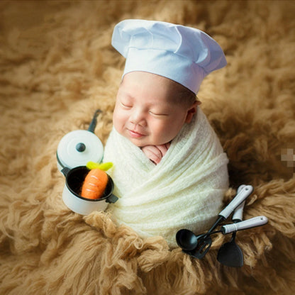 Bebe Hat Newborn Photography Chef Hat Mini Kitchen Utensils And Appliances Suit Infant Theme Photography Accessories