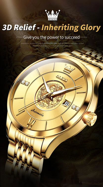 OLEVS brand watch Xianglong relief fully automatic mechanical watch men's watch men's watch 6693