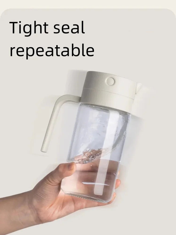 550ml Glass Automatic Opening and Closing Gravity Jug Household Kitchen Leak-proof Oil Jug Soy Sauce Vinegar Seasoning Flask