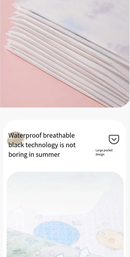 50-Pack Disposable Bibs for Babies Aged 6 Months to 2 Years Cartoon Bear Feeding Bib for Boy Girl Non-woven Drool Towel