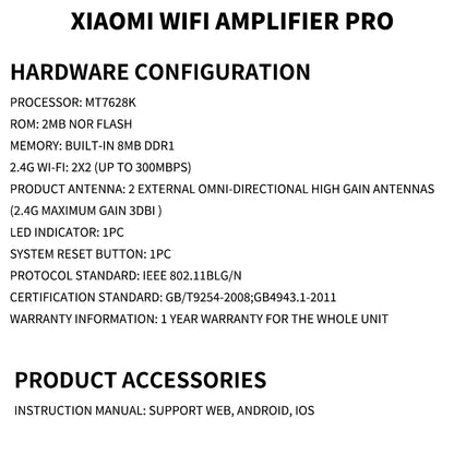 New Original Xiaomi Wifi Amplifier Pro 300M 2.4G Repeater Network Expander Range Extender Roteader Mi Wireless Wi-Fi Router