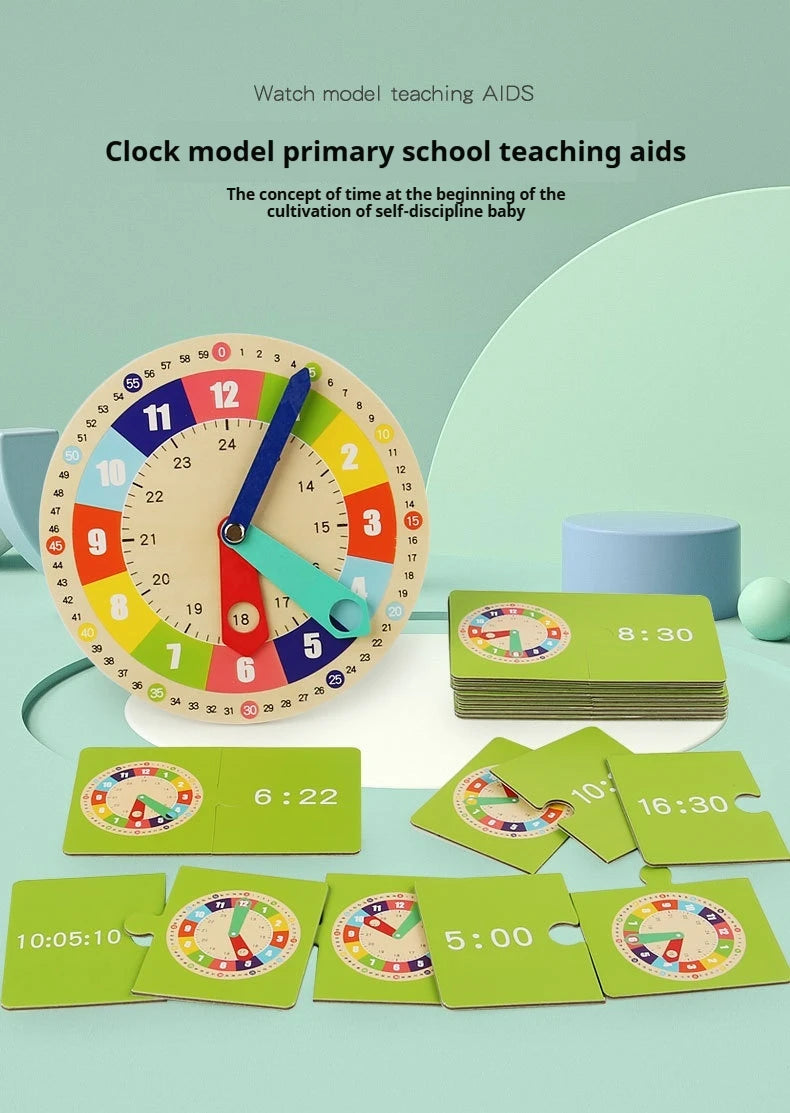 Clock model, mathematics, kindergarten clock teaching aids, children, primary school students, first and second grade, time cogn