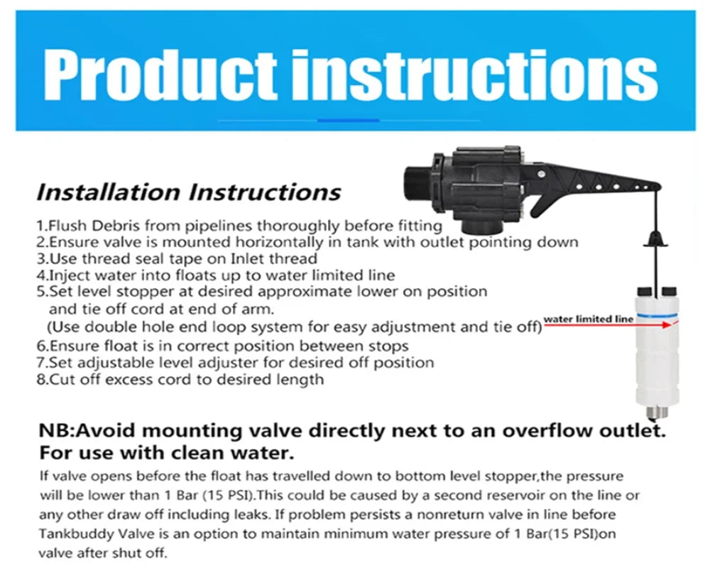Water tower automatic water output and water stop high and low water level adjustment water pump float valve controller valve