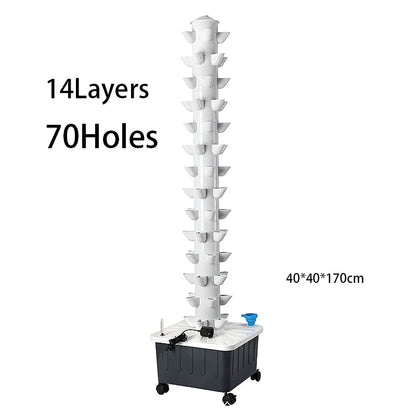 Hidroponia Garden Vertical Tower 14 Layer 70 Holes Torre Idroponica Verticale Hydroponics Growing System