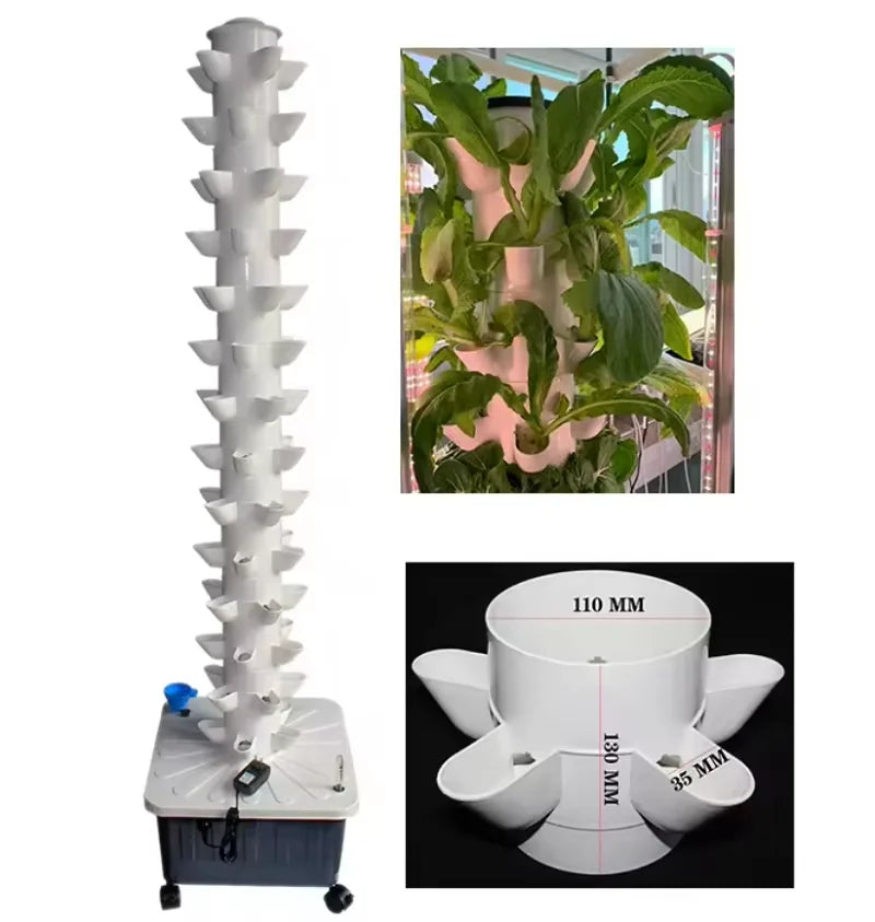 Hidroponia Garden Vertical Tower 14 Layer 70 Holes Torre Idroponica Verticale Hydroponics Growing System