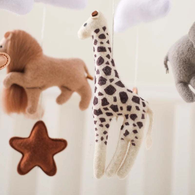 Baby Mobile Crib Bed Bell Musical Rattles Toys Soft Felt Cartoon Animal for Infants Nursery Mobiles Forest Animals Crib Toys