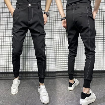 Black Harlan Draped Man Suits Pants Fluid 9 Cropped Fabric Designer Clothes Classic Trousers For Men Clothing Premium Up