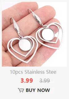 3pcs Stainless Steel Cuff Bracelet Base Blanks Fit 12mm Heart Cabochon Bangle Bezel Setting Trays Diy Jewelry Findings
