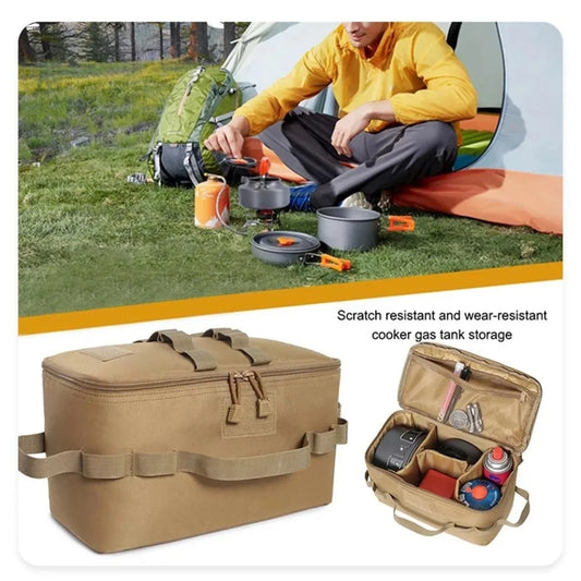 Camping Storage Bag Portable Folding Large Capacity Ground Nail Tool Bag Gas Canister Hiking Picnic Cookware Utensils Kit Bag