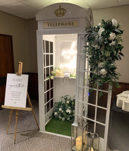 White Phone Booth with Audio Guestbook Phone London Wedding Telephone Booth for Wedding Events Decoration