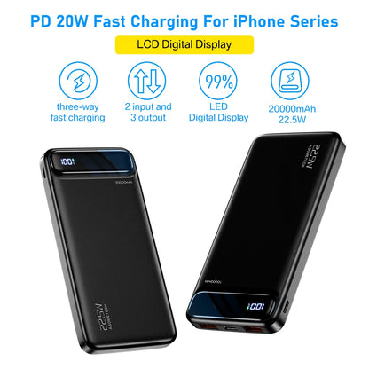 Power Bank 20000mAh 22.5W SCP Portable Charger Powerbank 10000 mAh External Battery PD 20W Fast Charging For iPhone 13 Xiaomi mi