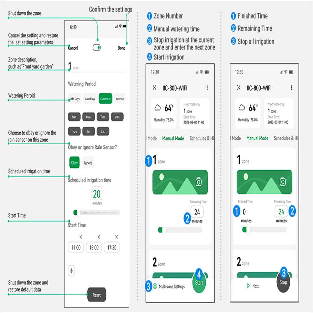 INKBIRD Smart Sprinkler Controller IIC-800-WiFi 8 Zones Indoor/Outdoor Irrigation Timer with App Monitoring Supports Manual Mode