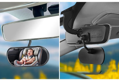 Sticky Baby Mirror For Car Auxiliary Mirror 360 Adjustable Baby Rear View Mirror Adhesive Mount Wide Angle Shatterproof Backseat