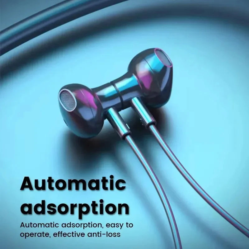 Wireless Headset 5.3 Neck Strap Headset Gaming LED display Stereo Sports headset with magnetic earbuds