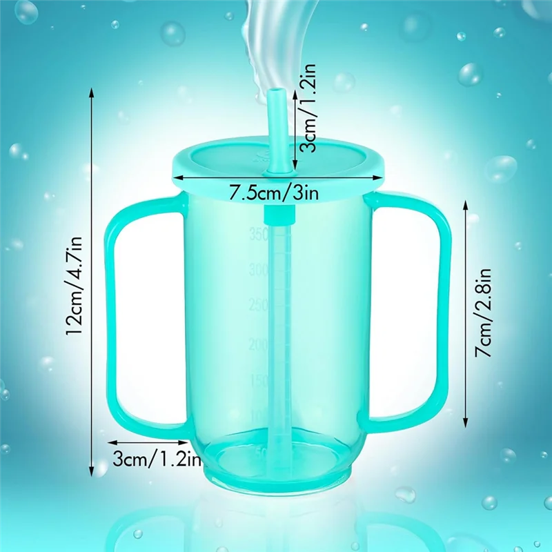 ABKW-3 Pcs 12 Oz Plastic Sippy Cups For Adults , Spill Proof Cups For Elderly  Disabled Dysphagia Patients