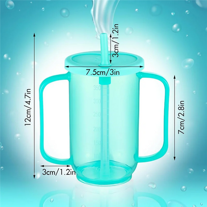 ABKW-3 Pcs 12 Oz Plastic Sippy Cups For Adults , Spill Proof Cups For Elderly  Disabled Dysphagia Patients