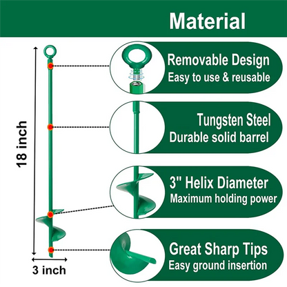 18in Ground Anchors Kit,Helix Earth Ground Anchor,Heavy Duty Shed Anchor Hook for Camping Tent,Canopies,Swing Sets,4Pcs HOT