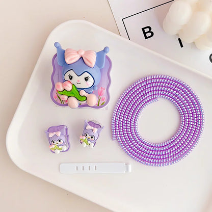 Joytop Sanrio 5Pcs Set Cable Protector for Huawei 35W/40W/66W/88W/100W Fast Charger Case Phone Wire Cord Organizers Winder