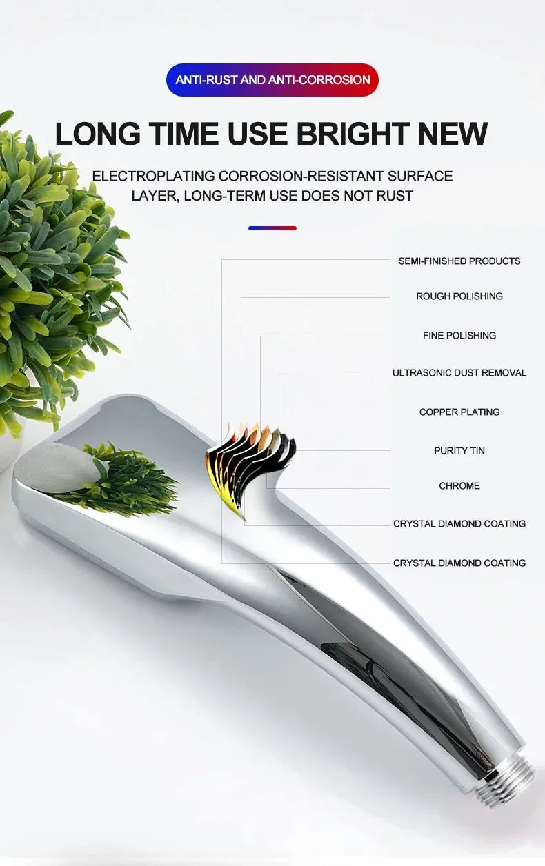 300 hole ultra strong pressurized shower head, square handheld shower head, pressurized shower head, water-saving shower head