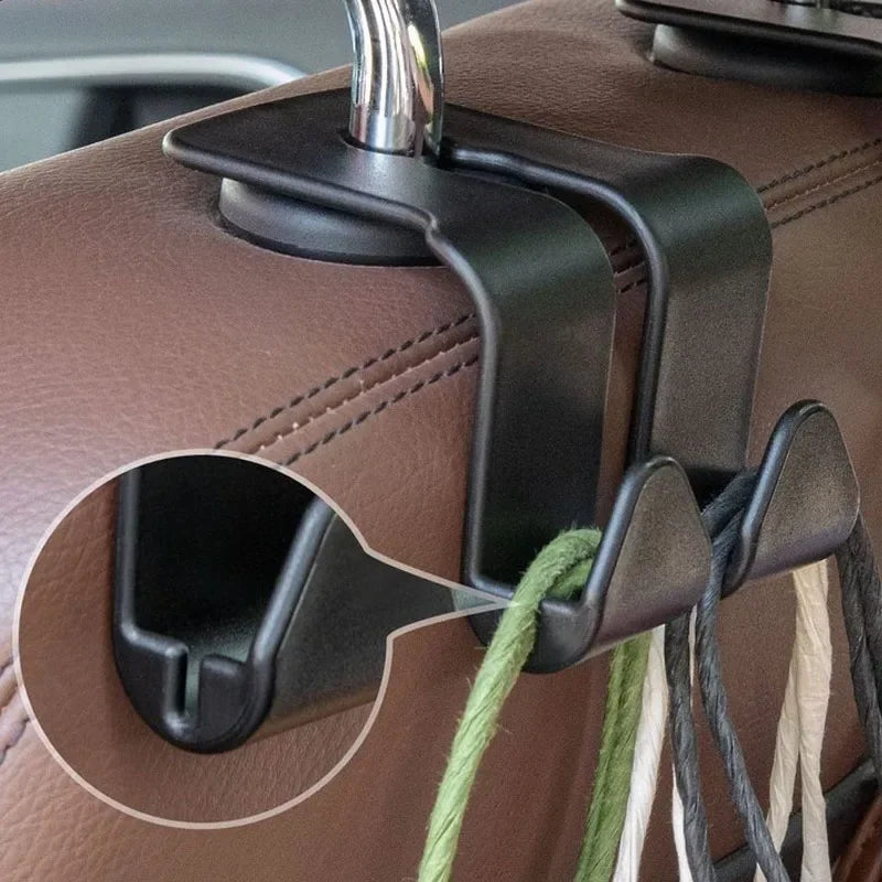 Upgrade Double Head Hooks Car Rear Seat Hanging Holder Interior Hook Organizer Back Seats Headrest Hanger Hook Car Accessories