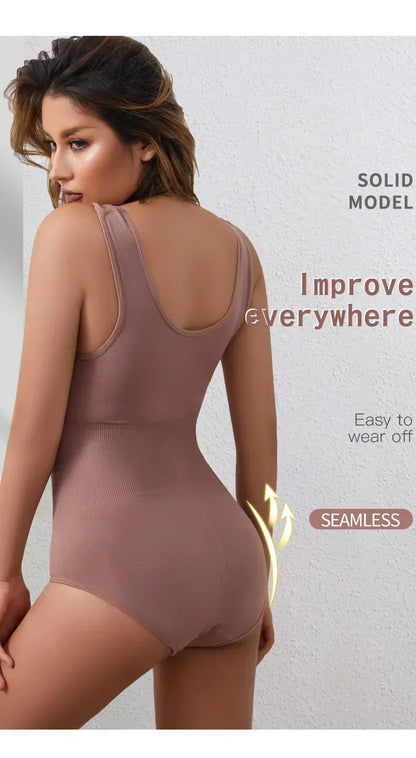 Body Shapewear for Women Seamless Solid Shaping Full Bodysuit Crew Neck Tummy Control Slimming Body Shaper Underwear & Shapewear
