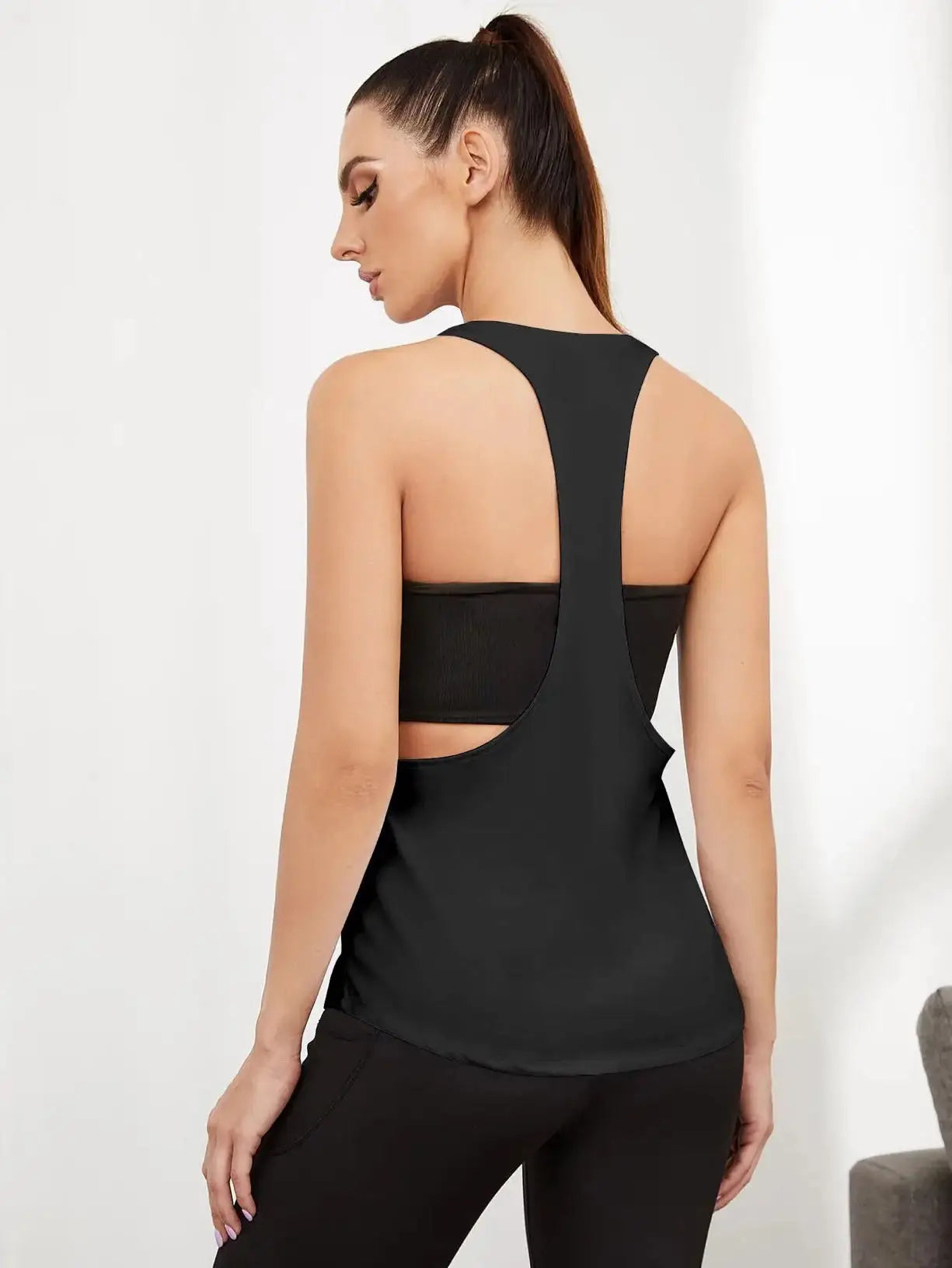 Women's Sports Smock Fitness Sports Vest T-shaped Quick Drying Slim Sleeveless Running Sports Vest