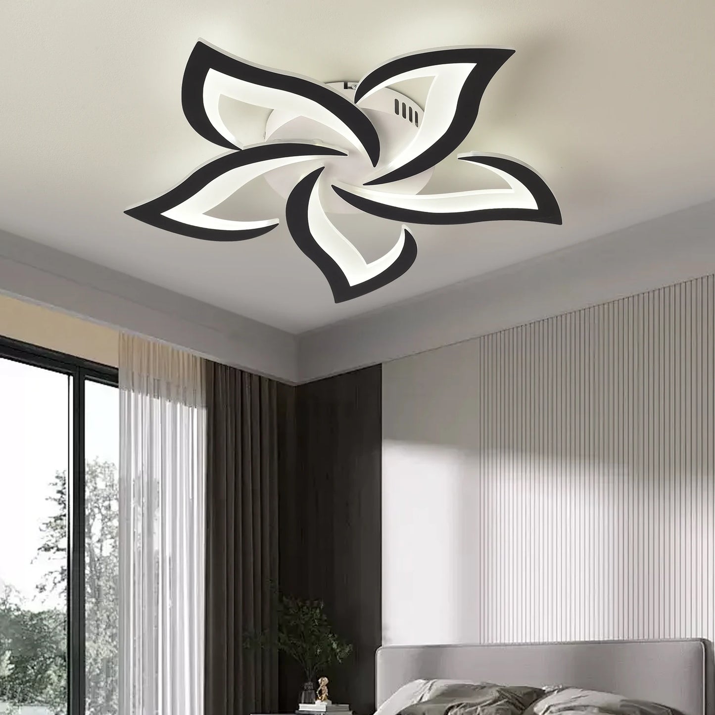 LED Ceiling Light Modern Black/White Acrylic Decor Lamp Bedroom Living Room Study Indoor Home Creativity Decorative