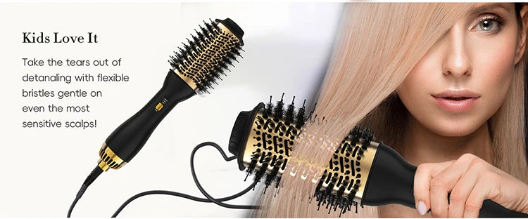 LISAPRO Elegant Black Golden Hot Air Brush 2.0  One Step Hair Dryer Brush and Styler Volumizer Multifunctional Blow Dryer Brush